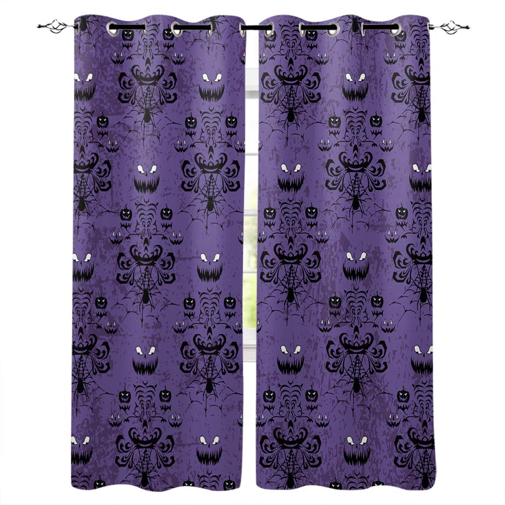 

Оконные шторы Тыква Призрак Череп Хэллоуин Стиль Шторы Декор в гостиную Шторы для гостиной Роскошный домашний декор 135W x 60H(cm)