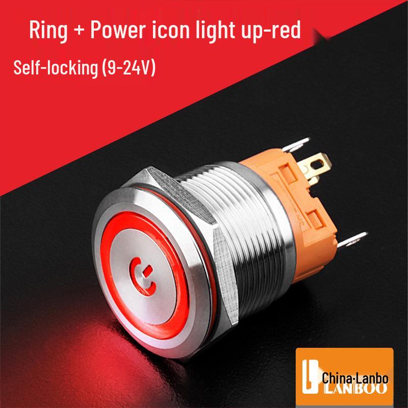 Lanbo 22A Stainless Steel Illuminated Self-Locking Momentary Push Button Elevator Switch