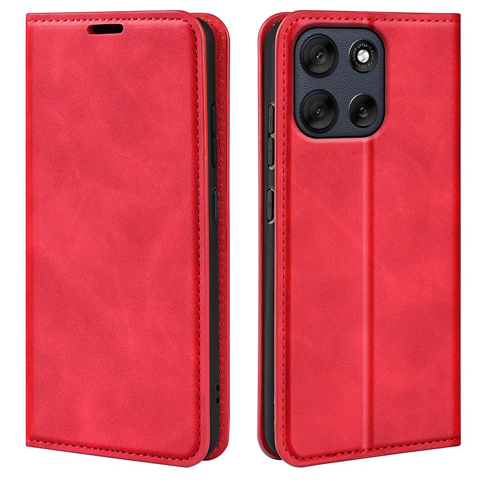 

For Motorola Moto G56 5G Case Skin Touch Leather Wallet Phone Cover Red