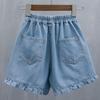Große Größen Damen Sommer Mode Hohe Taille Denim Shorts Hose Weiter Beinte All-Match Lässige Jeansshorts