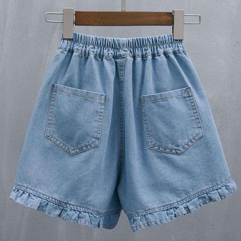 Große Größen Damen Sommer Mode Hohe Taille Denim Shorts Hose Weiter Beinte All-Match Lässige Jeansshorts