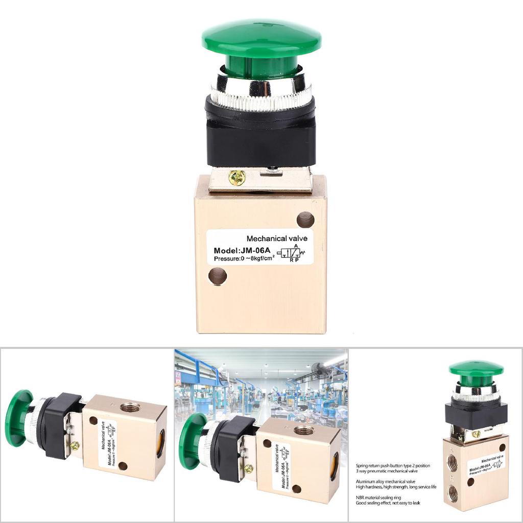 JM 06A Pneumatisches mechanisches Ventil 2 Positionen 3 Wege Federrückstellung Druckknopf PT1 4in Ventil