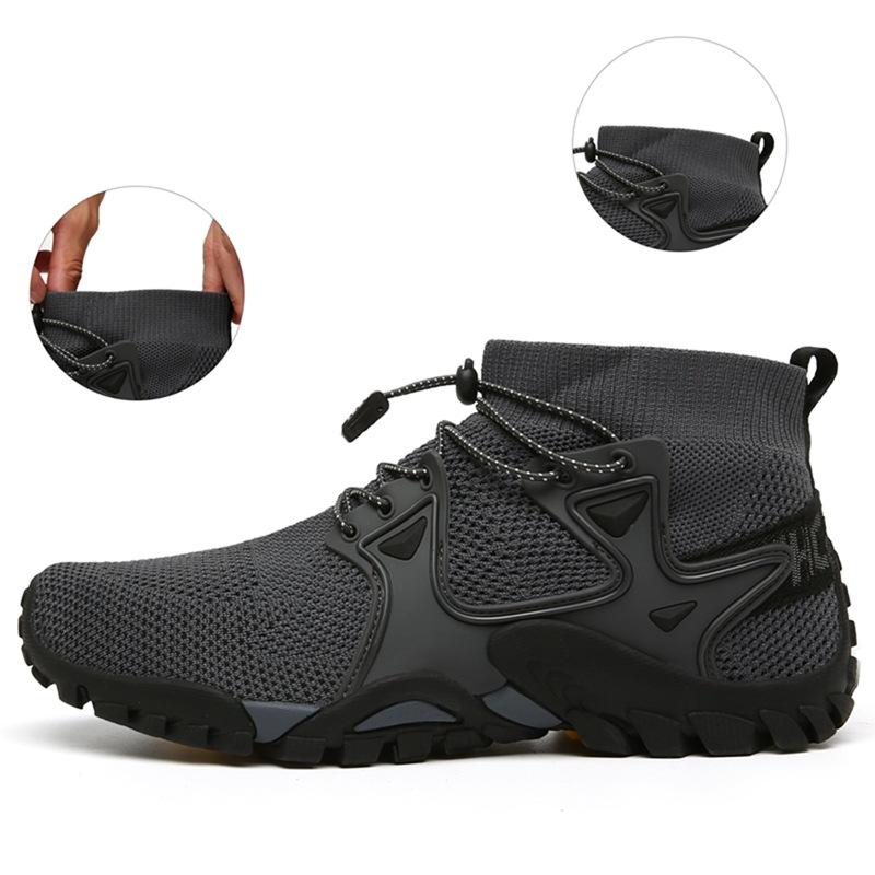319 Men's Women's Flyknit Outdoor Shoes Mountaineering High Top Large Socks Hiking Off Road Sports