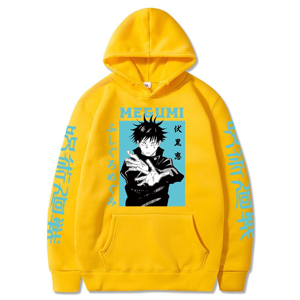 

Майки с капюшоном с аниме-графикой Jujutsu Kaisen Мегуми, винтажные, оверсайз, хип-хоп, с длинными рукавами, худи, мужская и женская одежда 3XL
