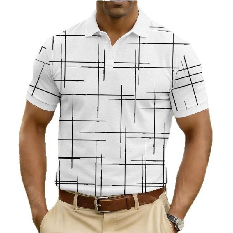Men S Short Sleeve Polo Shirt Abstract Graffiti Print Slim Fit Breathable