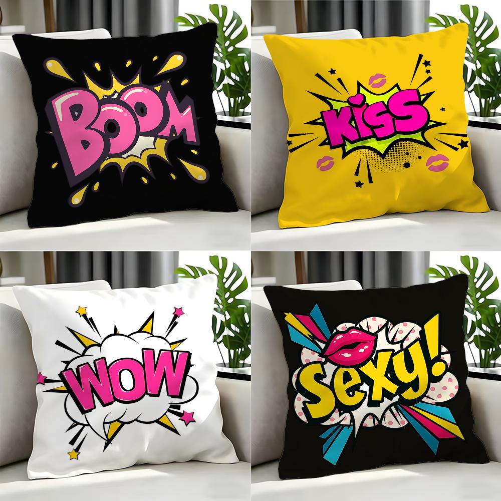 Pop PPop Art Text Cushion Cover Cushion Cover Set Pcs x x x Pillowcase Decorative Sofa Home Decor