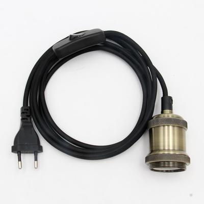 2.5m  Power Cord With Lamp Holder Vintage Lamp Cord Sets With Button Switch Textile
