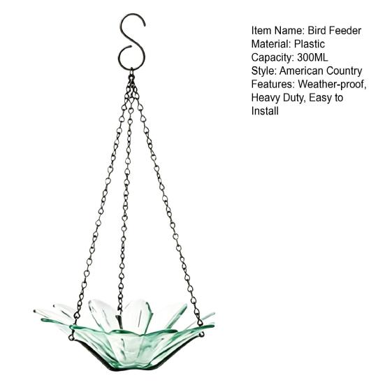 Hanging Metal Bird Feeder with Detachable Flower Bowl Weather-proof Outdoor Garden Patio Yard Bird Bath Watering Feeding Bowl