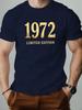 1972 Limited Edition English Letter 3D Printed T-shirt Summer Fashion Round Neck Top Men's Casual Sleeved Clothing