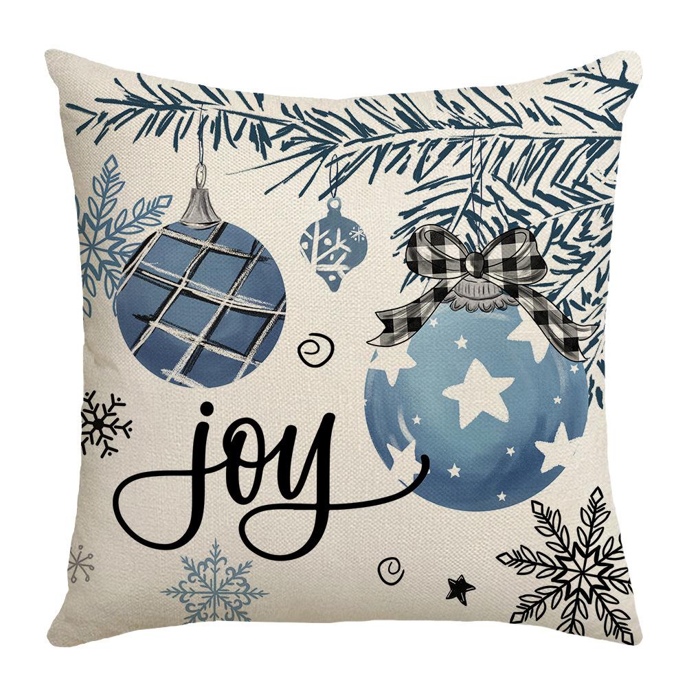 

Синий Маленький Снеговик Элемент Снежинки Праздничная Теплая Атмосфера Наволочка Лен Принт Подушка Спальня Прикроватный Коврик 45 * 45Cm (without core)