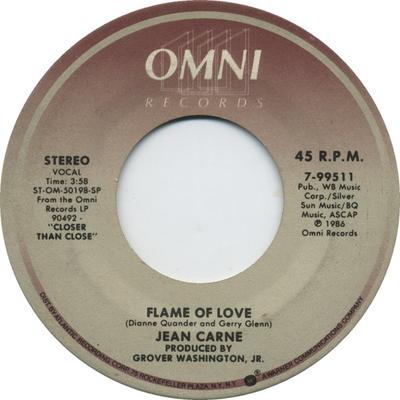 7 inch Plaat JEAN CARN - Flame Of Love 799511 Omni Records 1986 VS Dance & Electronica Gebruikt