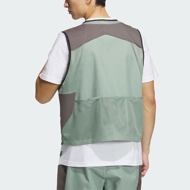 Adidas Utility Vest Color Block V-Neck Zip Outdoor Sports Men Vests Silver Gray Green IN2224