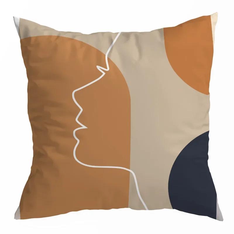 Orange Geometric Pillow Cover Cat Abstract Pillow Home Decoration Cushion Cover