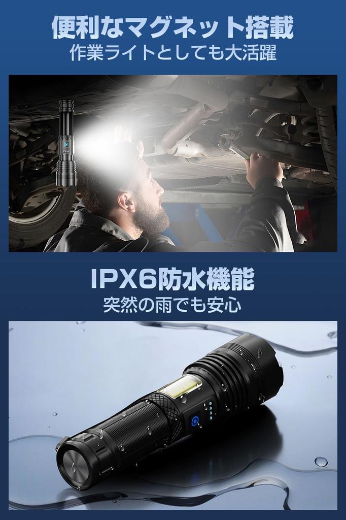 Powerful LED Flashlight with XHP160 LED and 5800mAh Compatible with AAA Zoom IPX6 7 Lighting Aluminum Alloy Mobile SOS Ideal for Emergency and Power