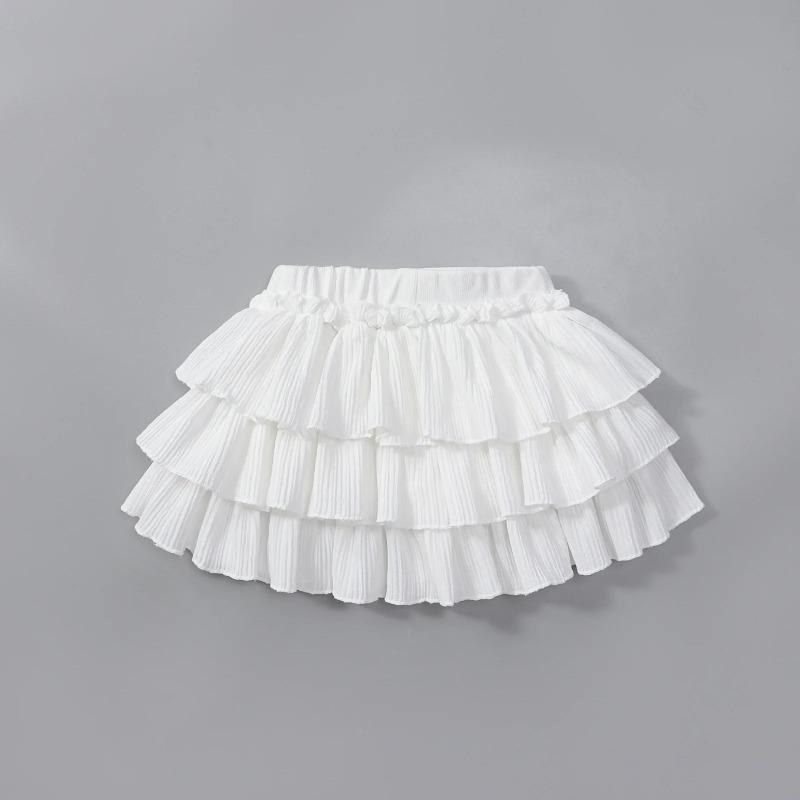 School Girls Dance Layered Tutu Skirt Elastic Waist Pleated Skirt Kids Performance Daily Wear Casual Party Outfit Ruffle Skirts