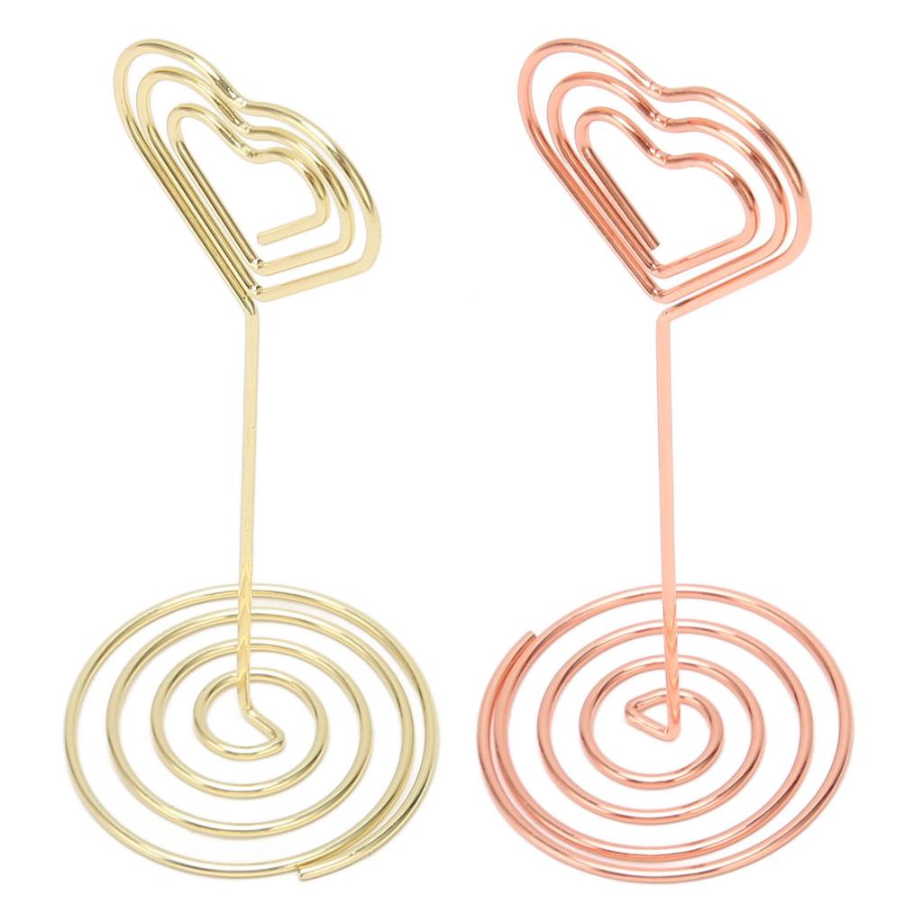 10Pcs Table Number Stands Layered Heart Style Stable Base Electroplated Metal Place Card Holder for 