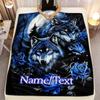 Individuelle Wolf-Decke Blaue Wölfe Mondlicht Blaue Rosen Wald-Design Personalisierter Name Fleece-Überwurf Ganzjahres-Weich Warm Bettwäsche