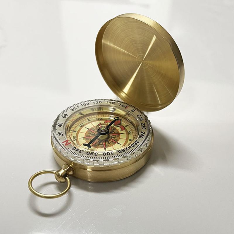 Engravable Handmade Nautical Antique Copper Compass Navigation Pocket Screw Compass Waterproof Noctilucent for Kids Camping медный
