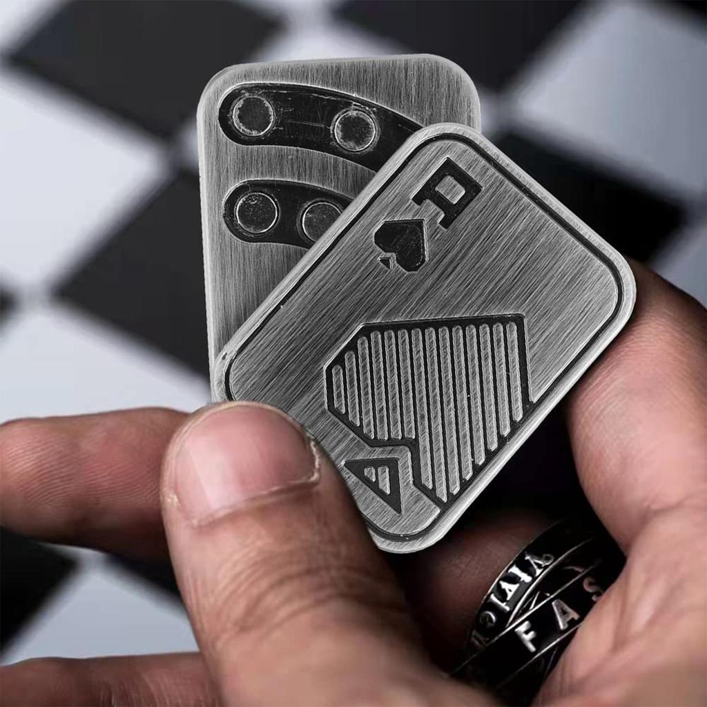Poker Push Card Portable Magnetic Metal Poker Slider Toy for Home School Office Outdoor AA
