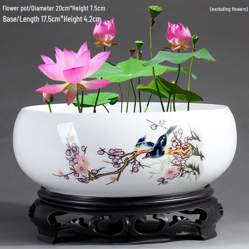 Großer Keramik-Lotus Seerose Hydroponischer Blumentopf ohne Abfluss