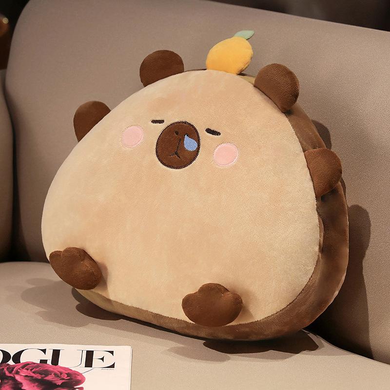 Cartoon Rice Ball Capybar Pillow Blanket Three-in-one Plush Doll Girl Nap Pillow Rest Pillow Warms Hands