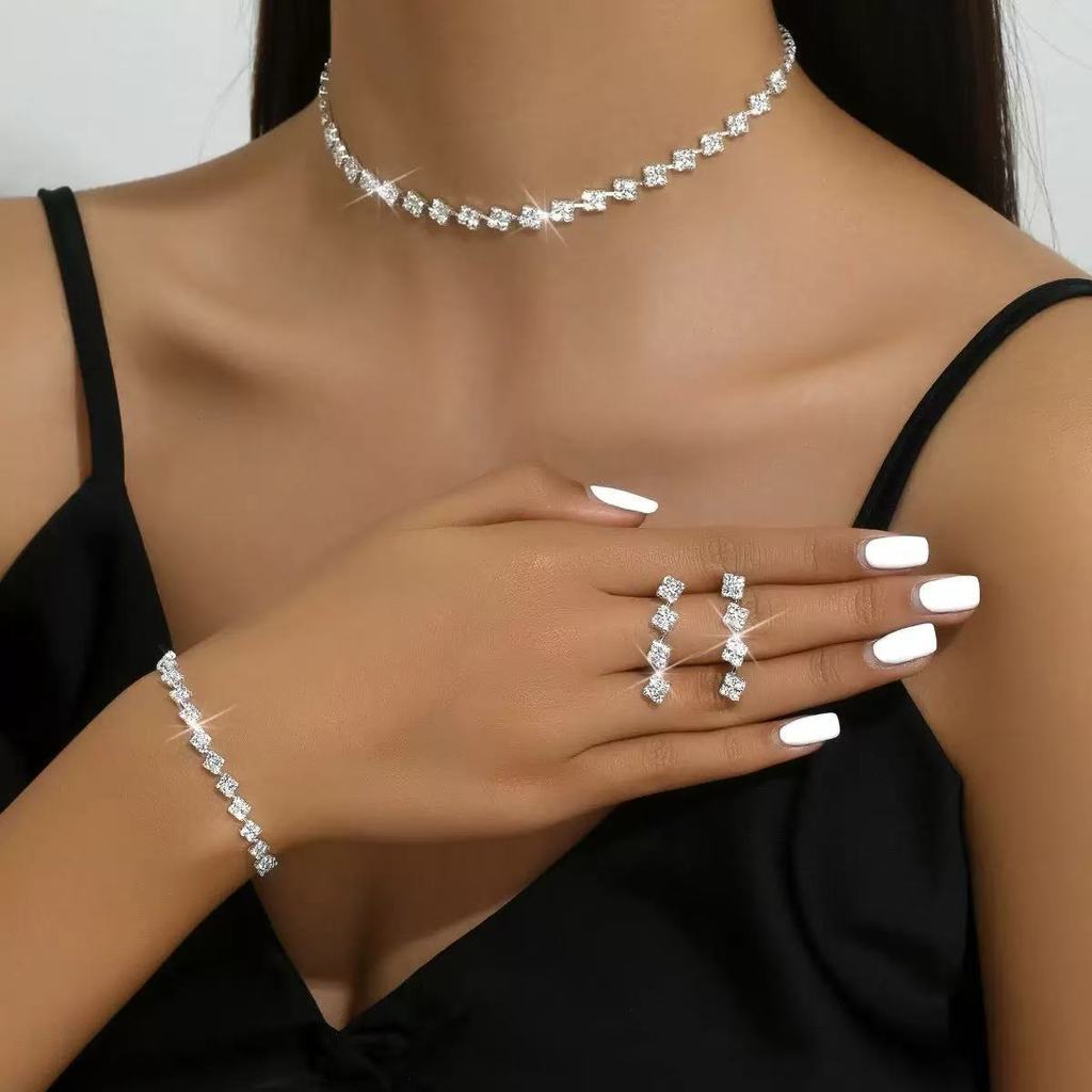 Jewelry Set With Water Drill For Bridal Wedding Gift With Geometric Design For Women