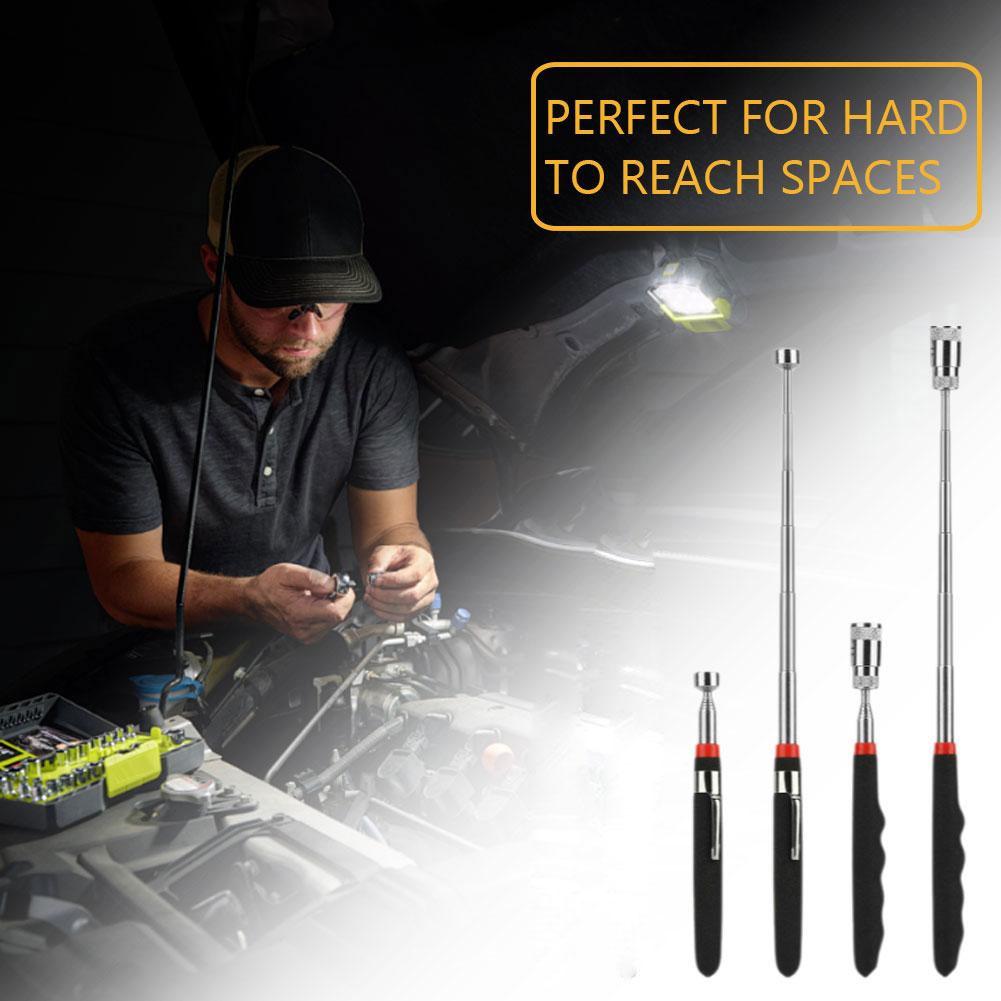 Mini Tragbare Teleskopische Magnetische Saug-Eisenstange mit LED-Licht Gebogene Schraubzange Reparaturwerkzeug zum Aufheben von Schrauben Muttern Bolzen