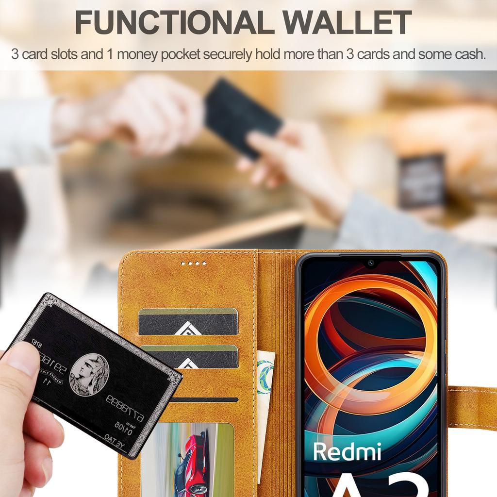 LC.IMEEKE For Xiaomi Redmi A3/Poco C61 4G Case Calf Texture Flip Stand Shockproof Phone Cover