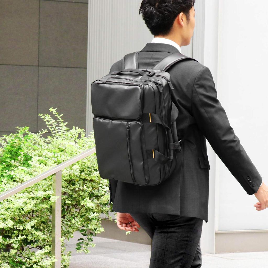 ELECOM Business Bag 3WAY Two Air Chambers Compatible with inch PC Water Repellent Carry Holder Included Black (Rucksack/Handbag/Shoulder) 15.6