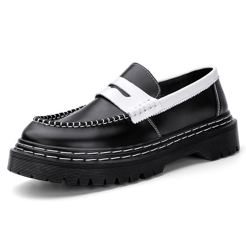 

Британские ботинки Мартина с низким верхом и прострочкой: Женские кожаные ботильоны с круглым носком на весну 41