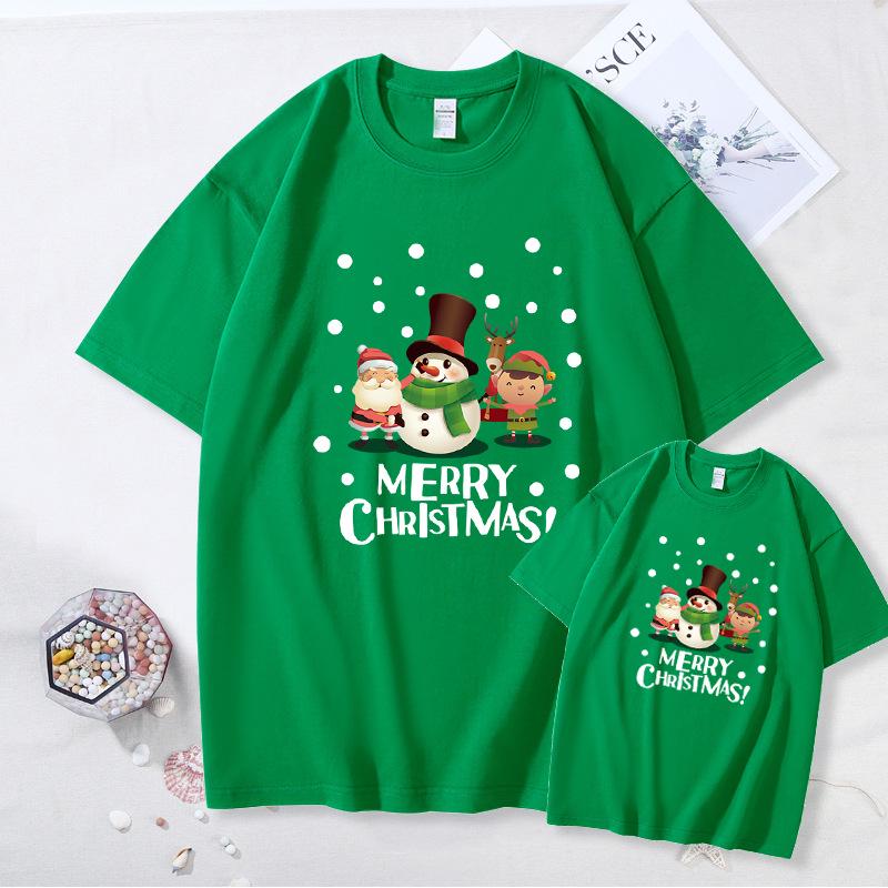 New Year Stylish Parent-Child Matching Outfit Set: Short Sleeve Family T-shirt for Christmas Photos - Includes Mother-Daughter Options