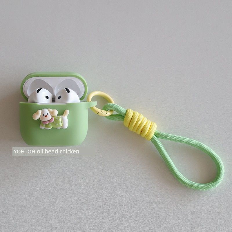 

Sausage Dog for Apple Airpods4 Earphone Protective Cover Airpodspro2 Generation Wireless Earphone Case Pods2/3 Integrated Airpodspro Lanyard Case Apple AirPods4 Green + lanyard