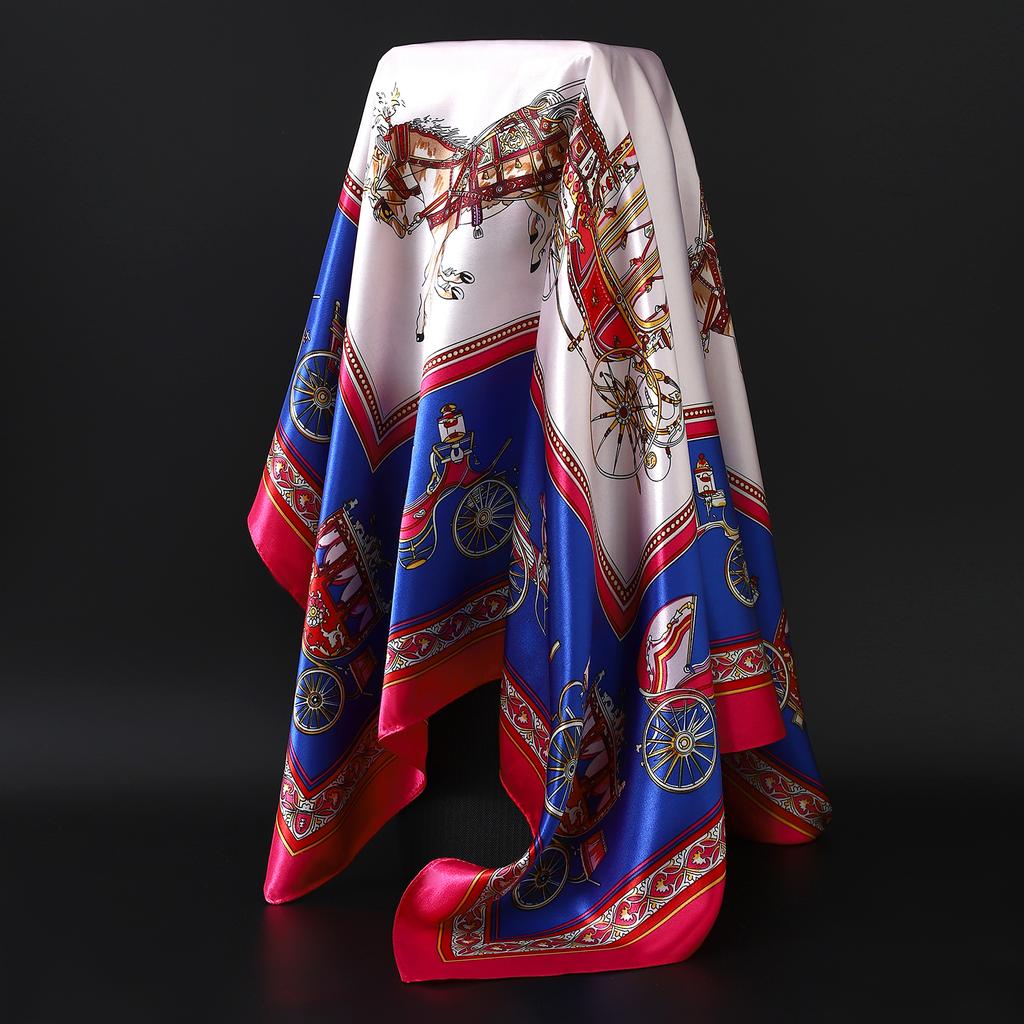 Europe America Kerchief Four Seasons Popular Silk Scarves Luxury Style Sunscreen Square Shawls New Fashion 90X90CM Headcloth