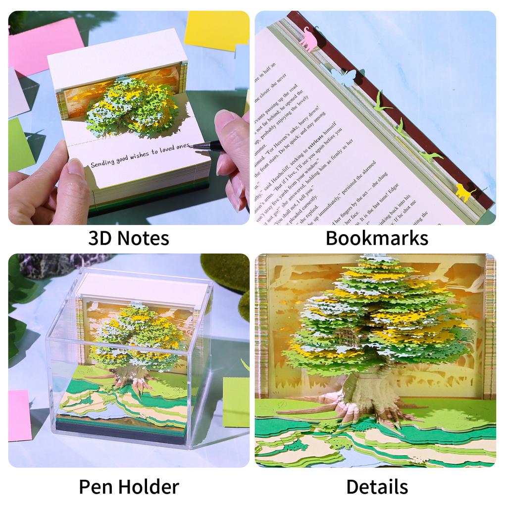 Christmas Gift Decorations Calendar 2026 Novelty Gifts 3D Memo Pad Block Note Paper Cube Laser Cut Paper Craft Art for Gift