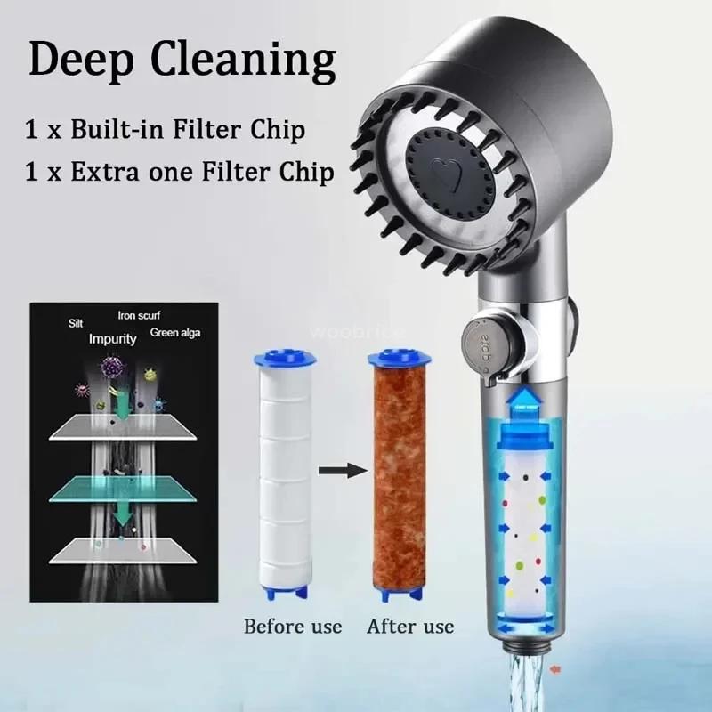 Shower Head for Bathroom Shower Knobs Shower Head Filtered Household Adjustable High Pressure Water Massage Head