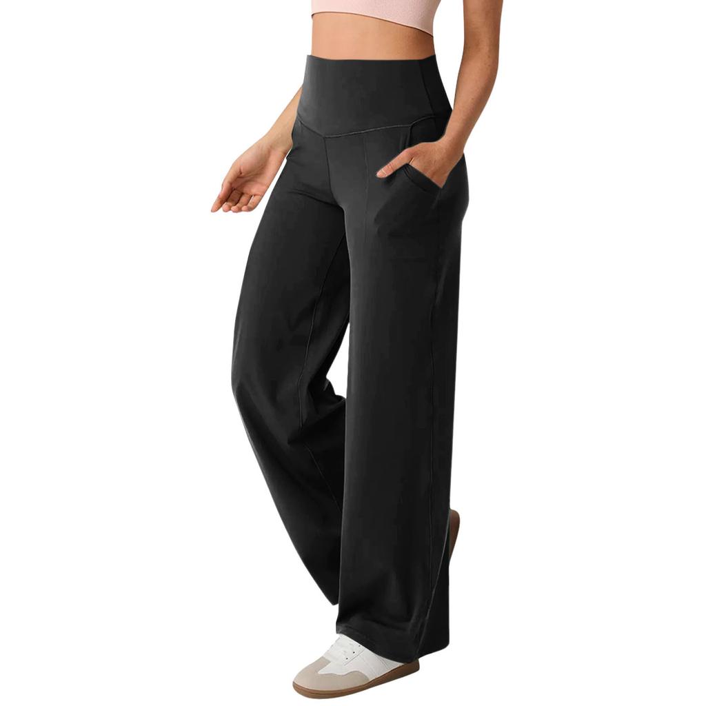 Women's Fashion Casual Solid Color Print High Waist Trousers Pants & Capris