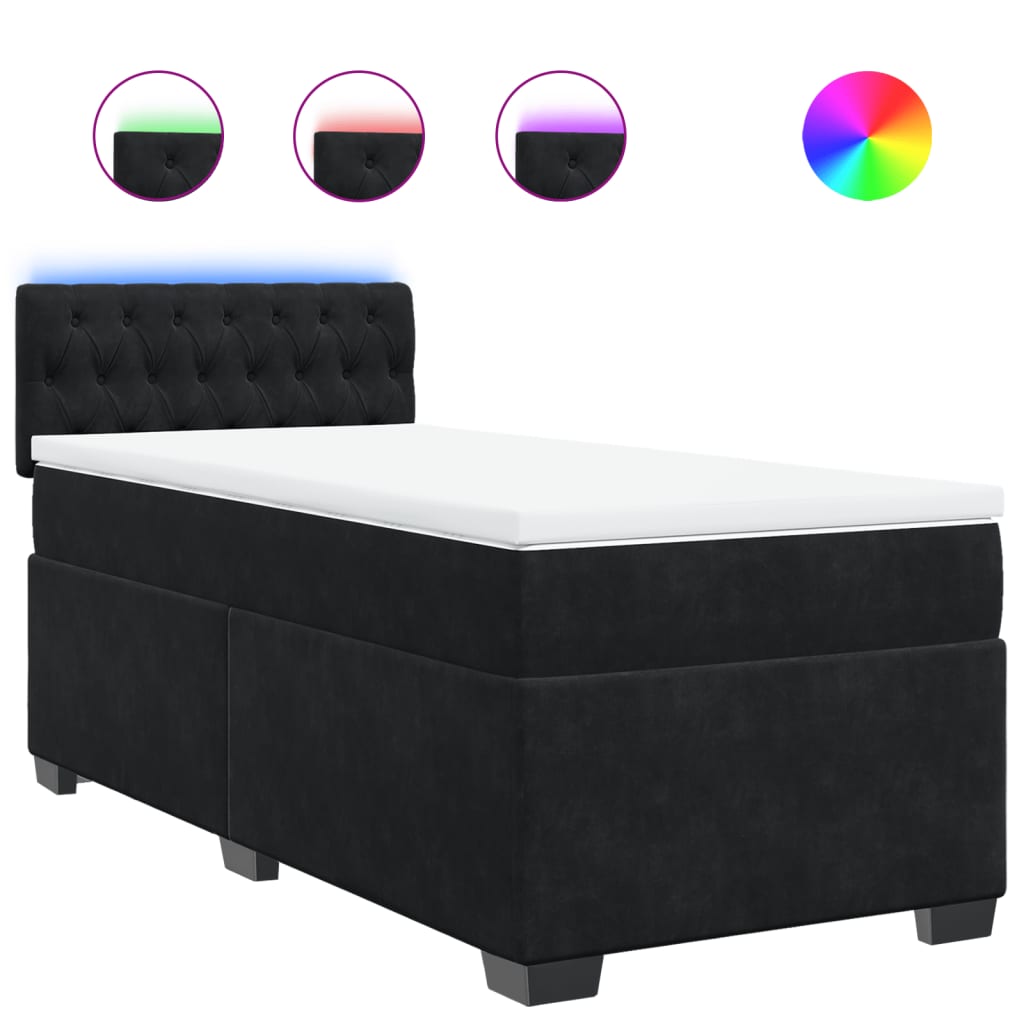 Box Spring Bed with Mattress Black 80 x 200 cm Velvet