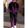 New Round Neck Men's Long Sleeve Pants Set 3d Fabric Suitable for Casual Travel Multi-Scenarios Sport Two-Piece Set
