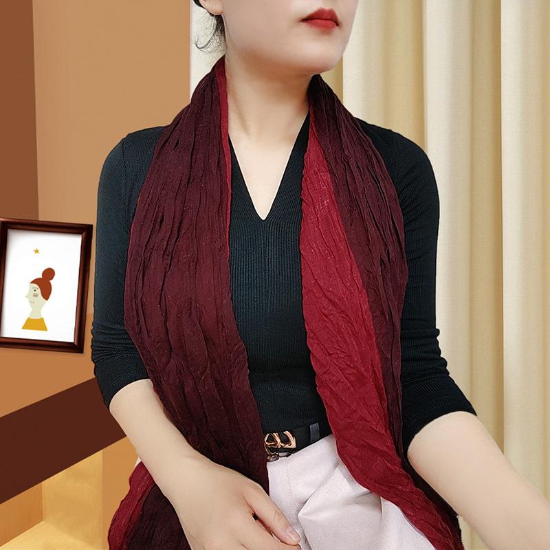 Small Floral Thin Mori Age-reducing Wrinkled Sunscreen Silk Scarf Women's Summer New Versatile Shawl Fashion Trends