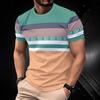 3D Print Lattice Stripes T Shirt For Men Color Block Pattern Short-Sleeved Tees Harajuku Streetwear Tops O-Neck T-Shirt Clothes