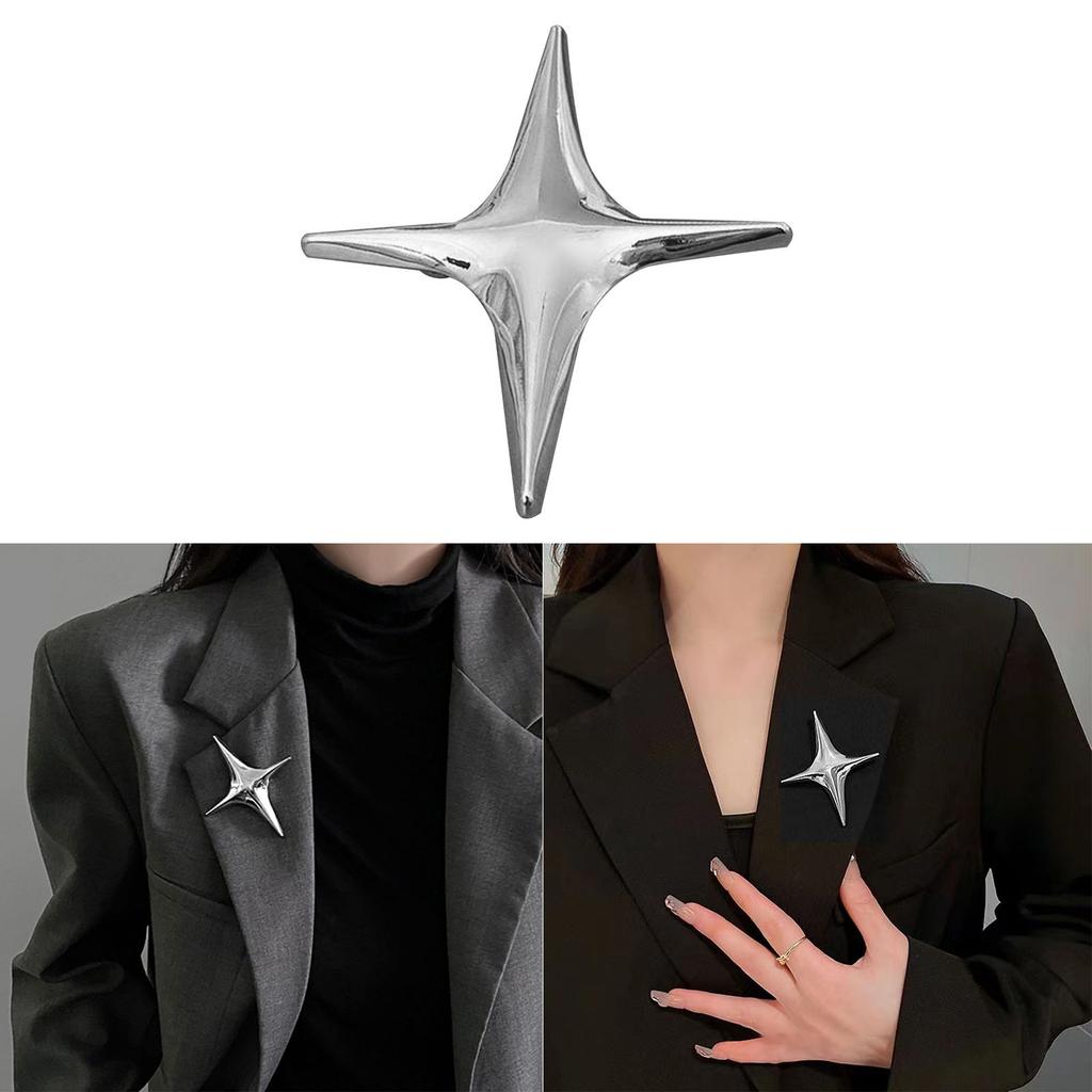 Modische Kreuz-Stern-Brosche Einfache Revers-Anstecker Kleider-Anstecker Vierzackige Stern-Broschen Anstecker Geburtstagsgeschenk für Damen Herren