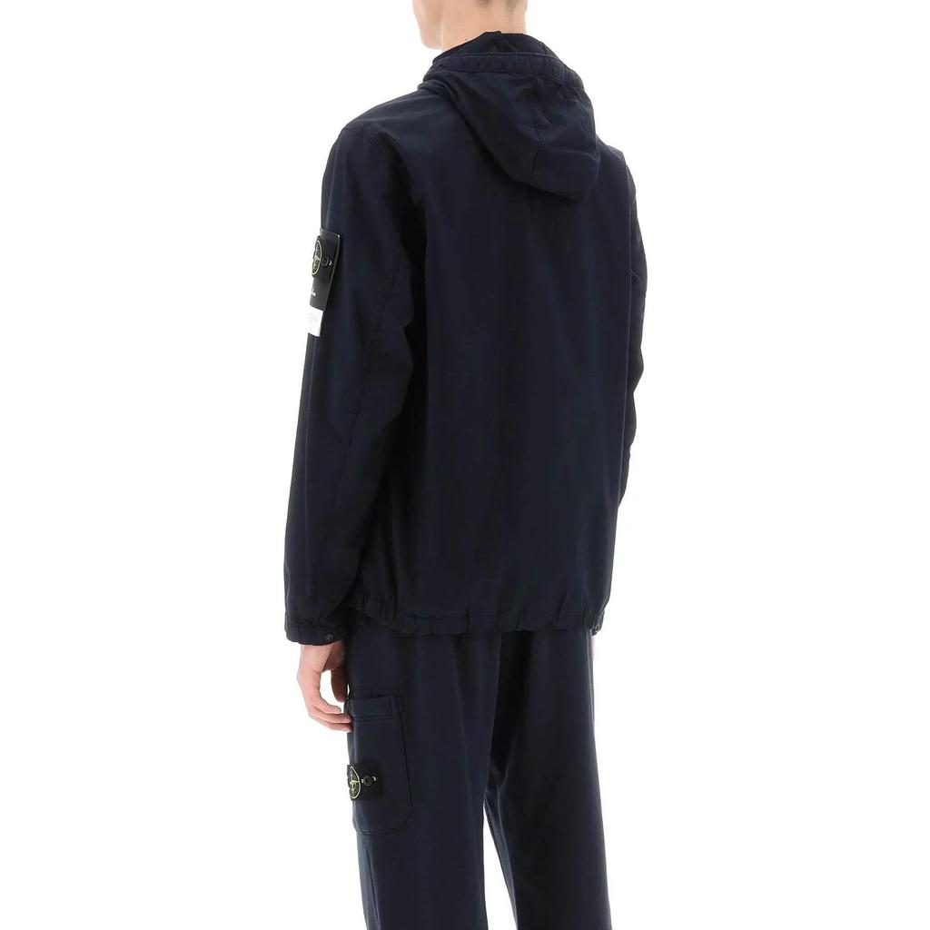 STONE ISLAND SS24 Pima Cotton Casual Solid Color Zip-Up Hooded Jacket With Double Pockets Long Sleeve Men Jacket Dark-Blue 801542610-V0020