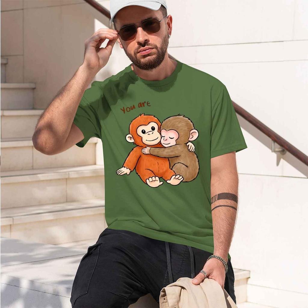 Viral Pun Monkey T Shirt Cute Baby Monkey With Plush Tshirt Casual Short Sve Animal Lovers Tshirt Cute Graph Tees 2026 New Mode