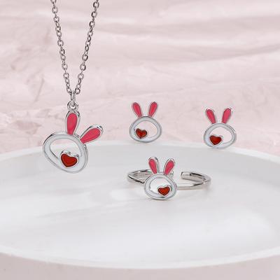 Heart Bunny Pendant Collarbone Chain Cute Sweet Wind Rabbit Year Natal Year Red Pink Love Rabbit Necklace