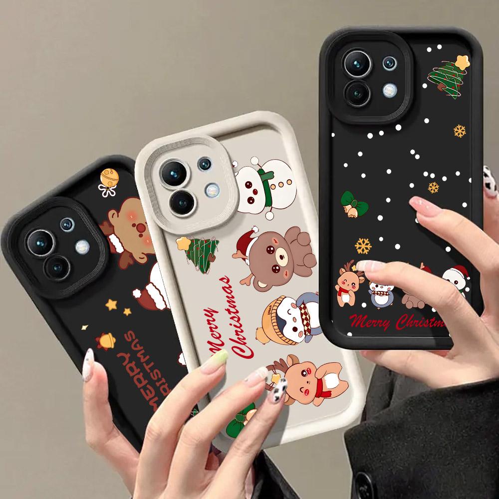 Christmas Snowman Elk Cute Phone Case For Xiaomi 17 Pro Max 15T 14T 13T 11Lite Poco X6 X7 F5 F7 M6 M7 Pro 5G Soft Perfect Cover