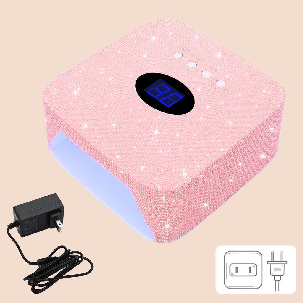 Rhinestone Wireless Rechargeable 54W Nail Lamp - Smart Induction, Quick Dry, No Blackening Hands