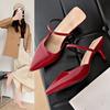 Pointed-toe, High-necked Half-heeled Slippers for Women. New Style, Low Heel, Shallow Toe, High Heel Shoes.