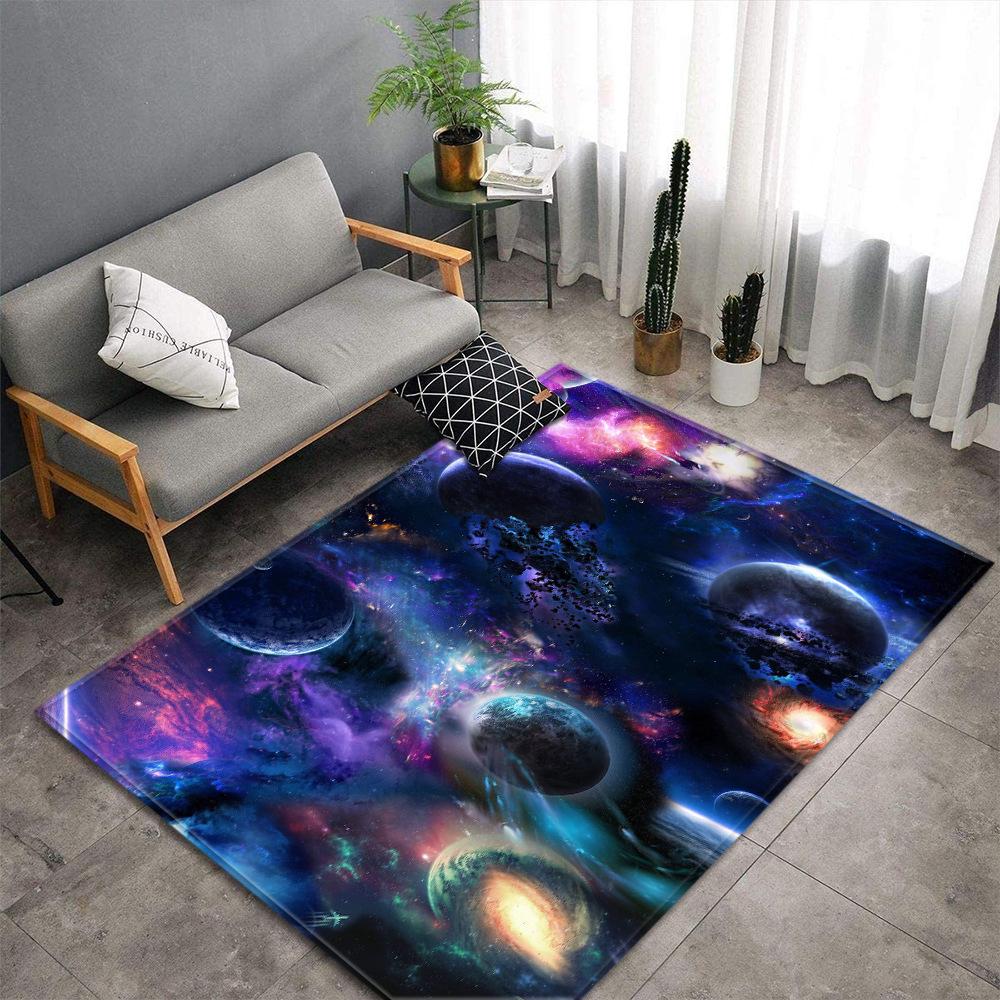 Colorful Galaxy Planet Large Carpet Feather Wind Bedroom Floor Mat