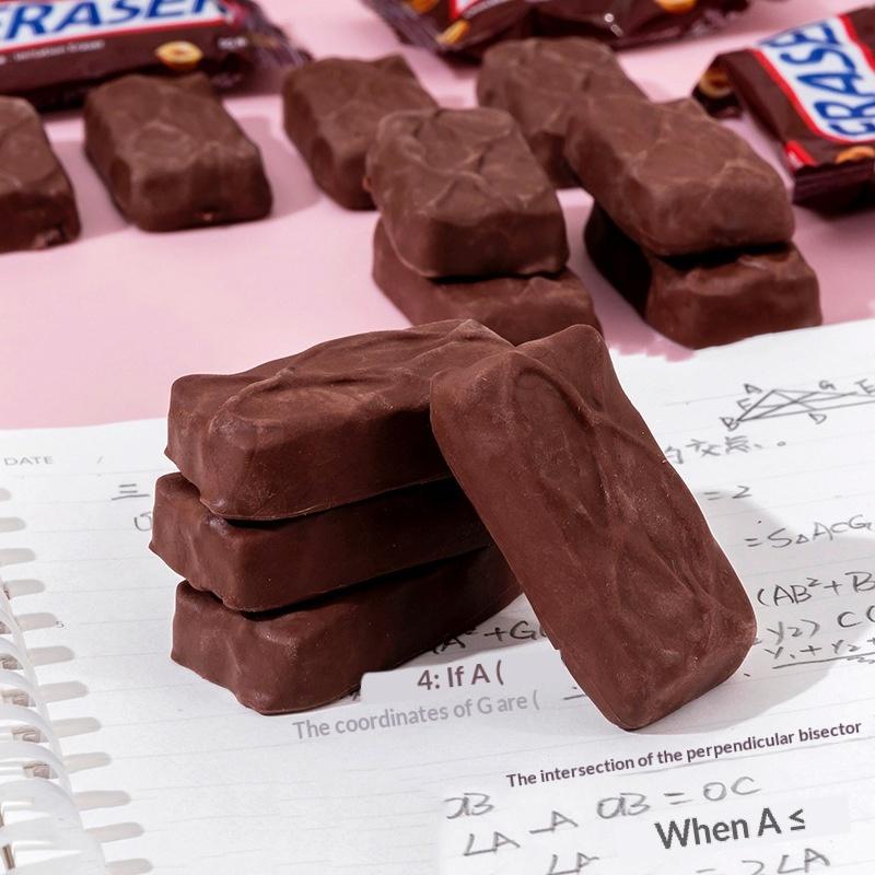 Chocolate Shaped Rubber Eraser Cartoon Design Creative Simulation Kids Stationery Set Classroom Supplies Fun Gift