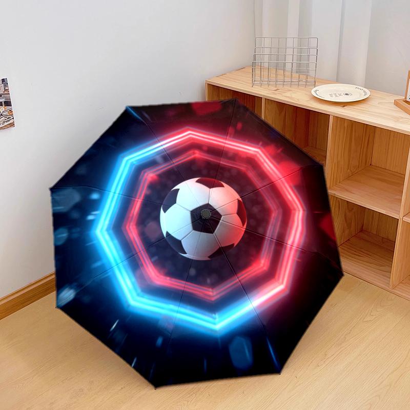 1 PC Automatic Folding Umbrella - Football Pattern, Portable & Foldable Design with 8 Ribs, Christmas Birthday Gifts